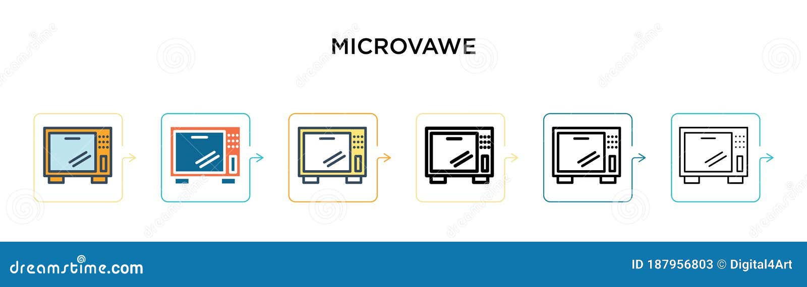 microvawe  icon in 6 different modern styles. black, two colored microvawe icons ed in filled, outline, line and
