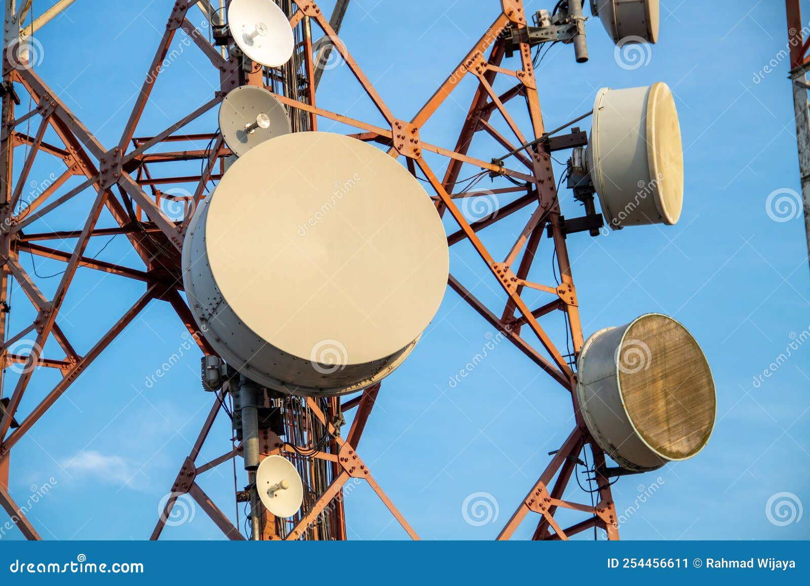 Microwave Antenna on the Signal Tower Stock Image - Image of