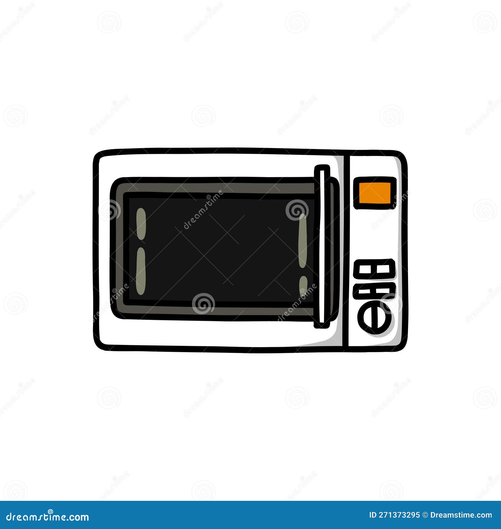 Microwave Doodle Icon, Vector Color Line Illustration Stock Vector