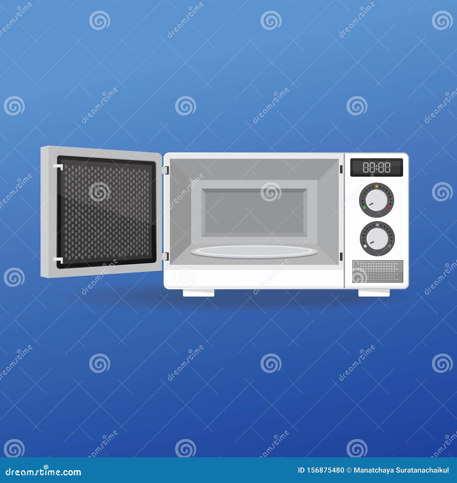 Microwave Oven With Open Door. Stock Illustration - Illustration of