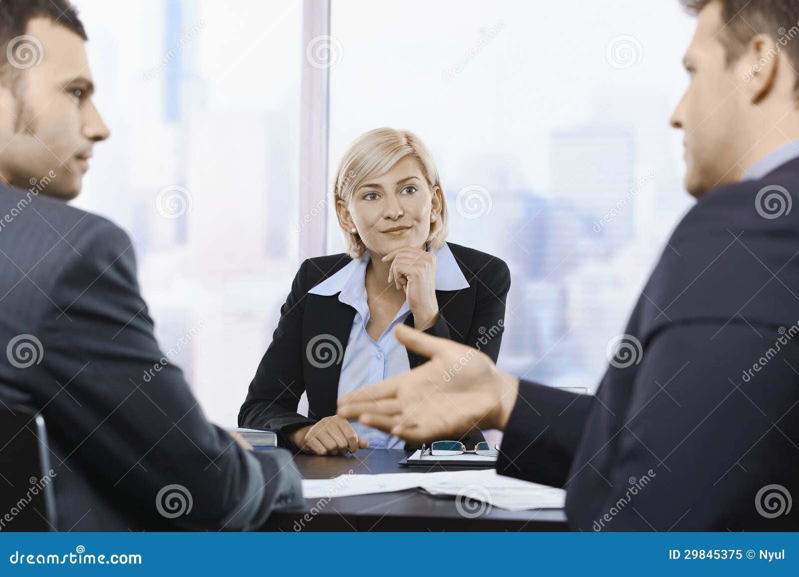 businesswoman concentrating at meeting
