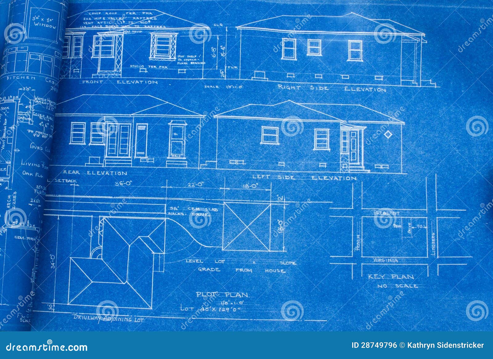 Mid Century Home Blueprint stock photo Image of draft 