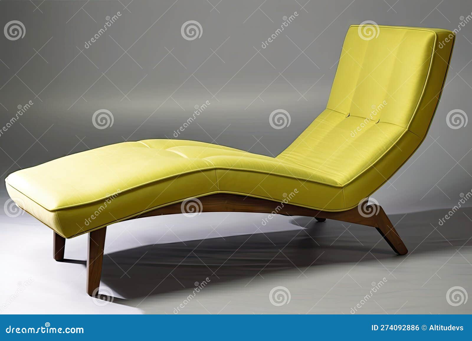 Midcentury Modern Chaise Lounge, with Sleek Lines and Comfortable Padding Stock Illustration