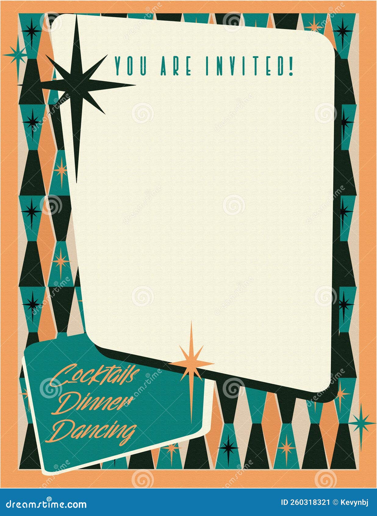 Mid-Century Modern Party Invitation MCM Style Stock Illustration