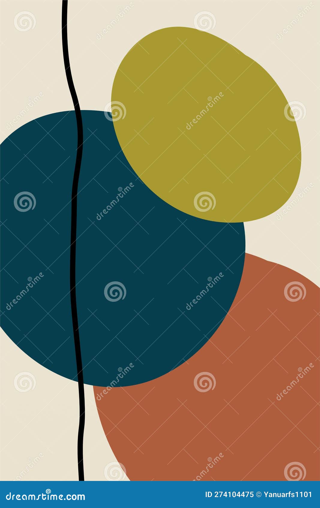 Mid Century Wall Art Decoration Printable Poster Stock Vector