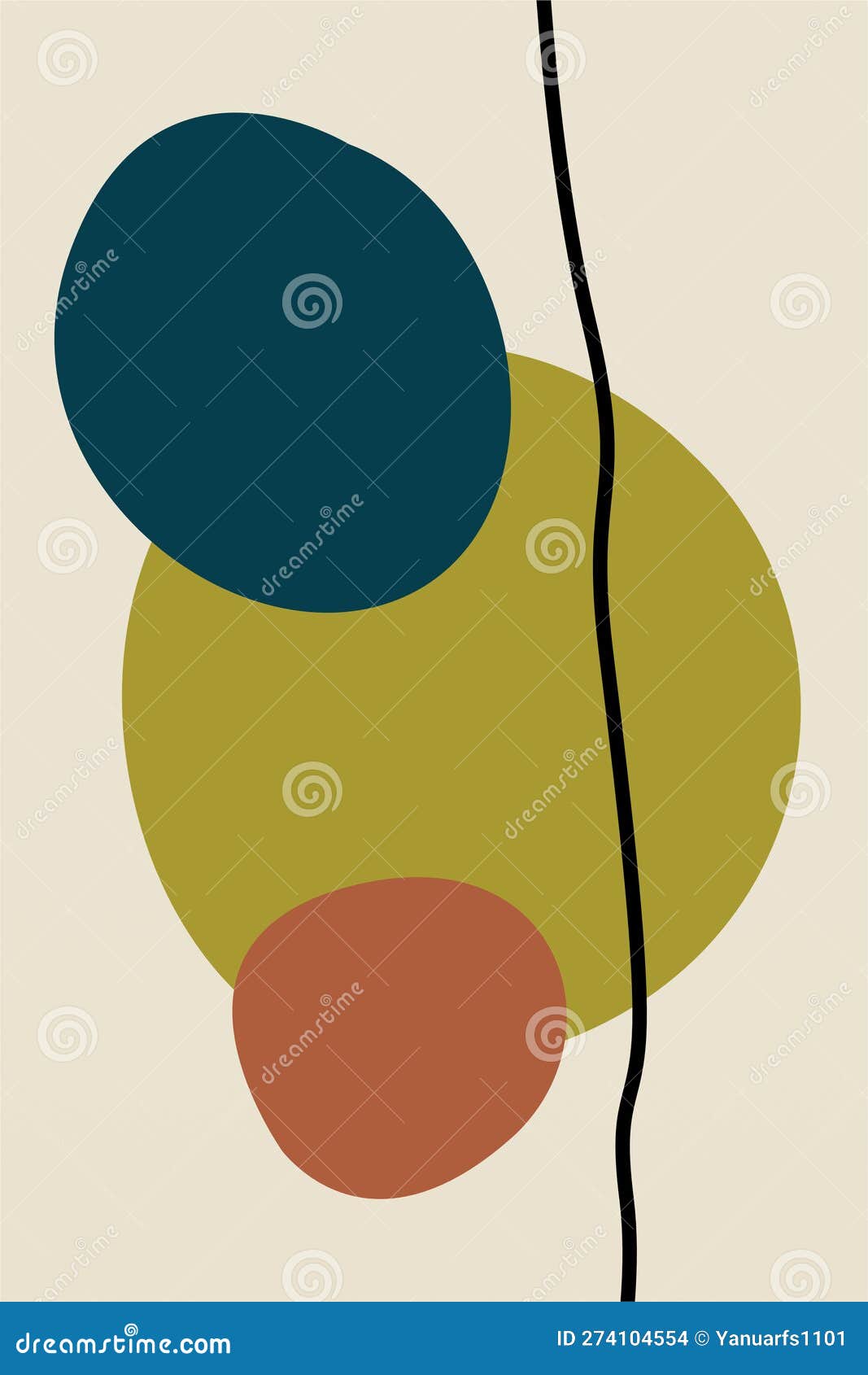 Mid Century Wall Art Decoration Printable Poster Stock Vector