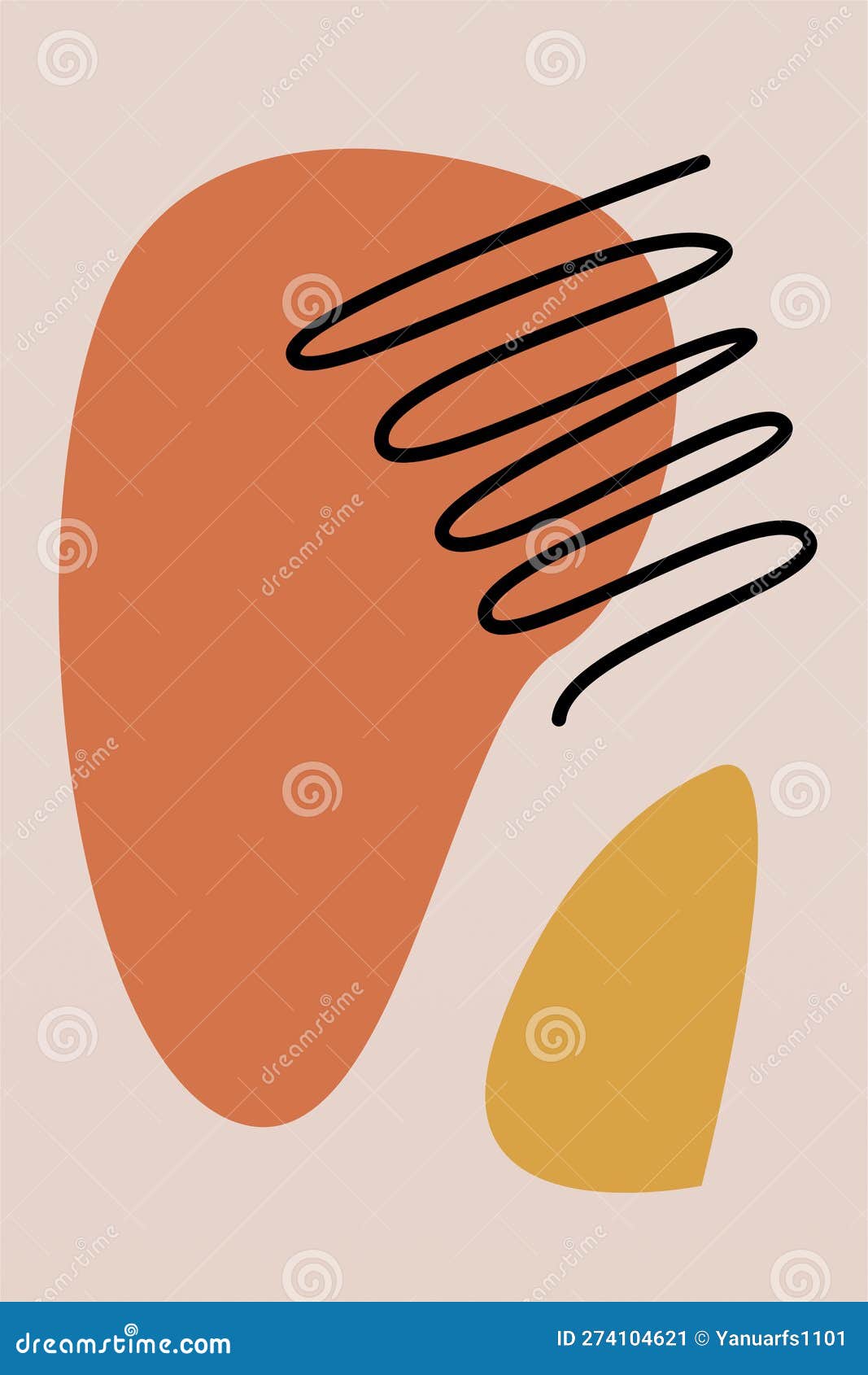 Mid Century Wall Art Decoration Printable Poster Stock Vector