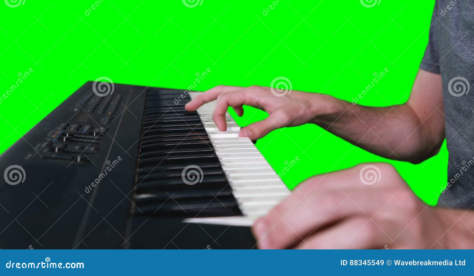 Mid Section of Musician Playing Electronic Piano Stock Video Video of