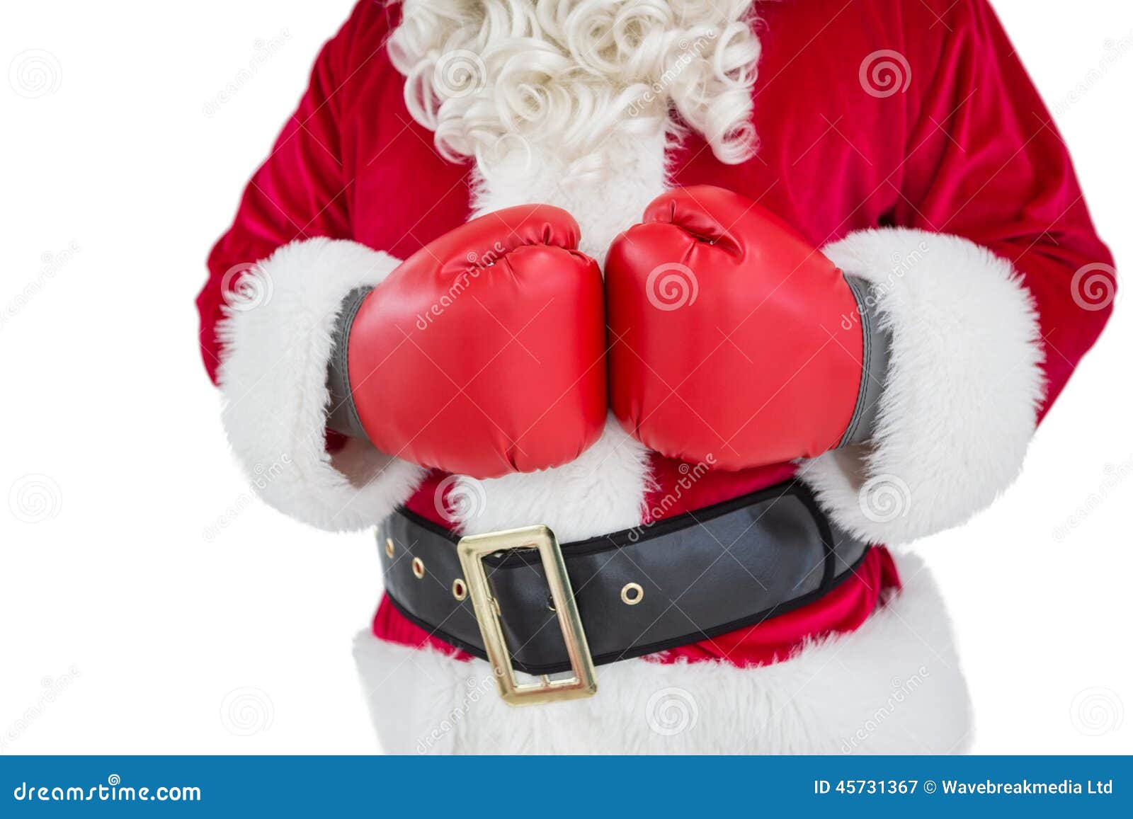 Mid Section of Santa with Boxing Gloves Stock Image - Image of
