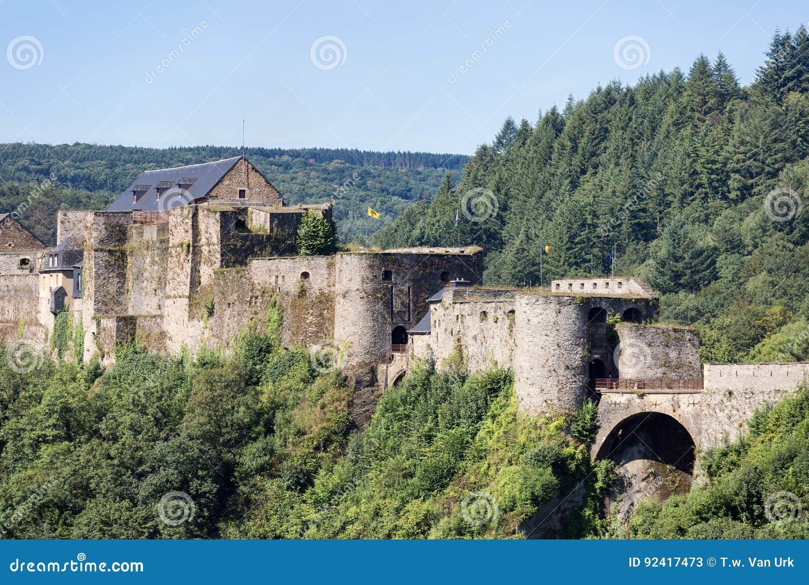 Middeleeuws Kasteel Van Bouillon in Belgische Ardennen Stock Afbeelding