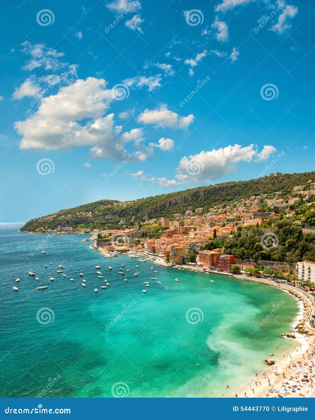 Middellandse Zee Baai Villefranche, Franse Riviera, Frankrijk Stock ...