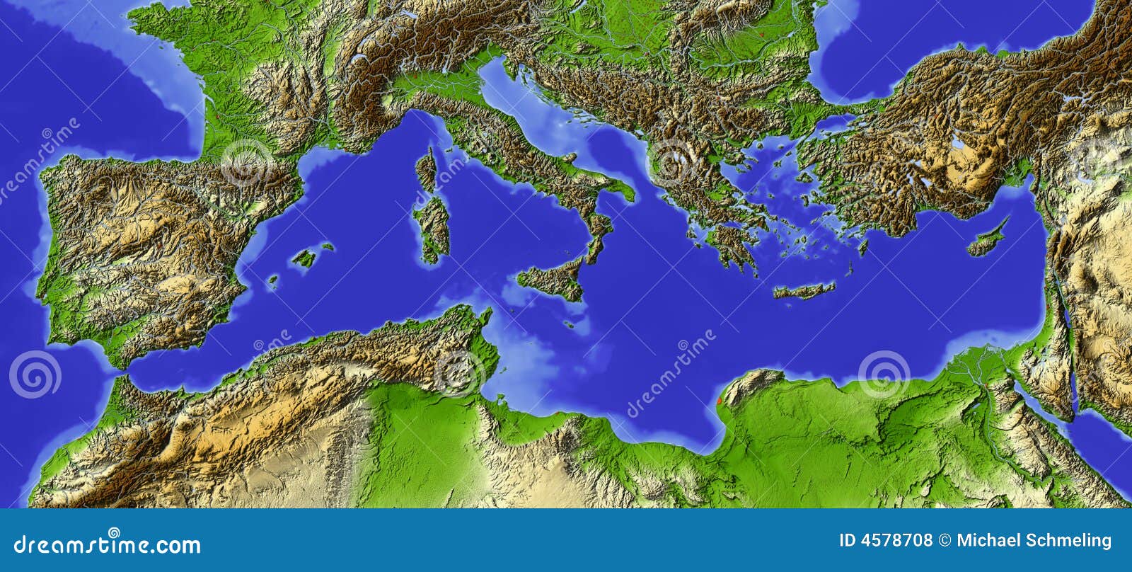 Middellandse Zeegebied Hulpkaart Stock Illustratie Illustration Of