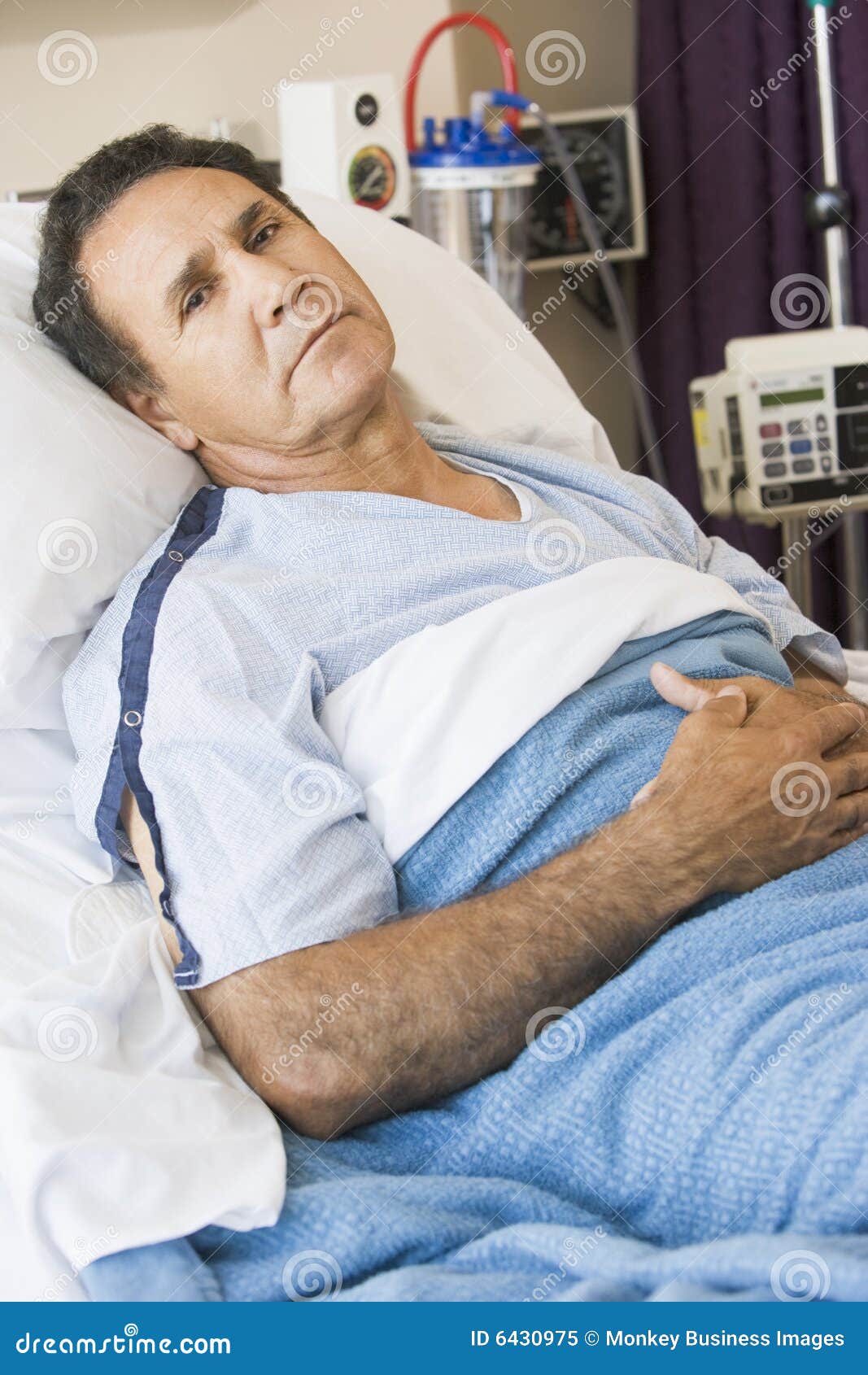 Middle Aged Man Lying In Hospital Bed Stock Image Image 6430975