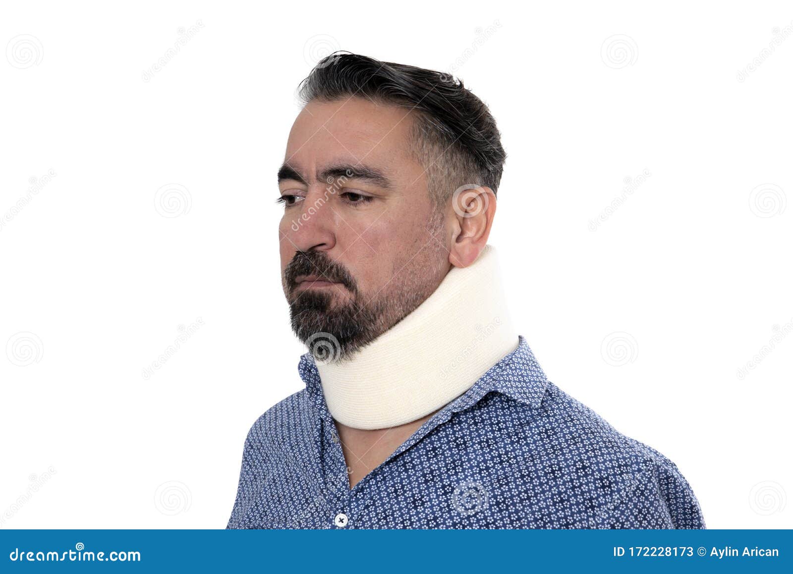 Middle Aged Man with a Neck Brace Stock Image Image of head