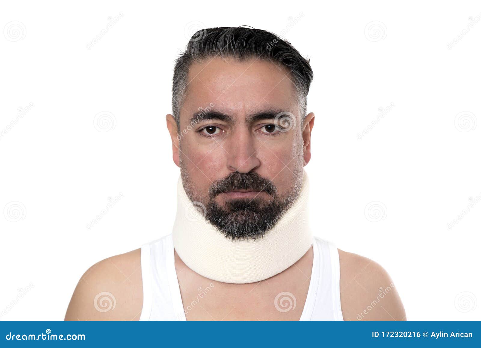 Middle Aged Man with a Neck Brace Stock Photo Image of accident, male