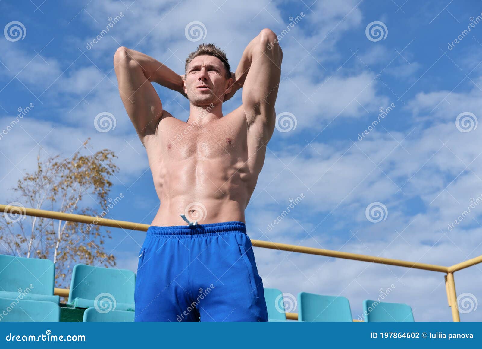 Middle Aged Man Showing His Abs Stock Photo Image Of Male Lifestyle