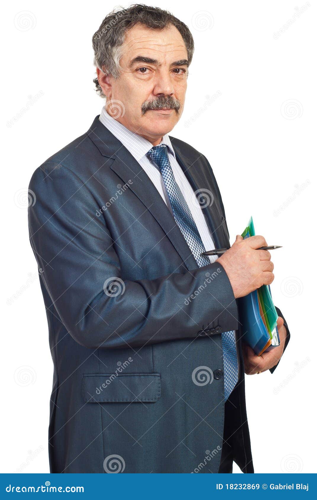 middle aged manager with folders