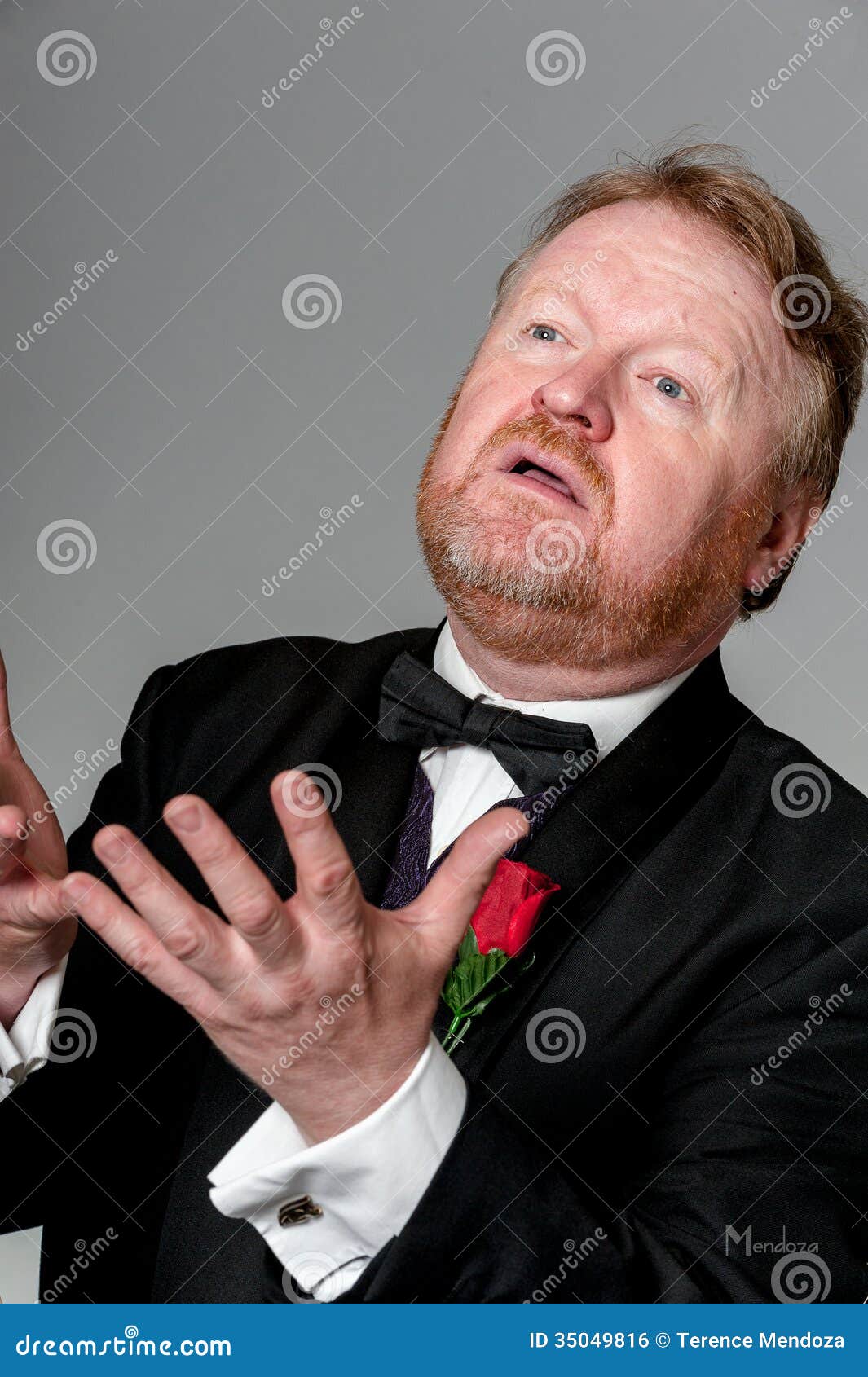 middle aged opera singer performing