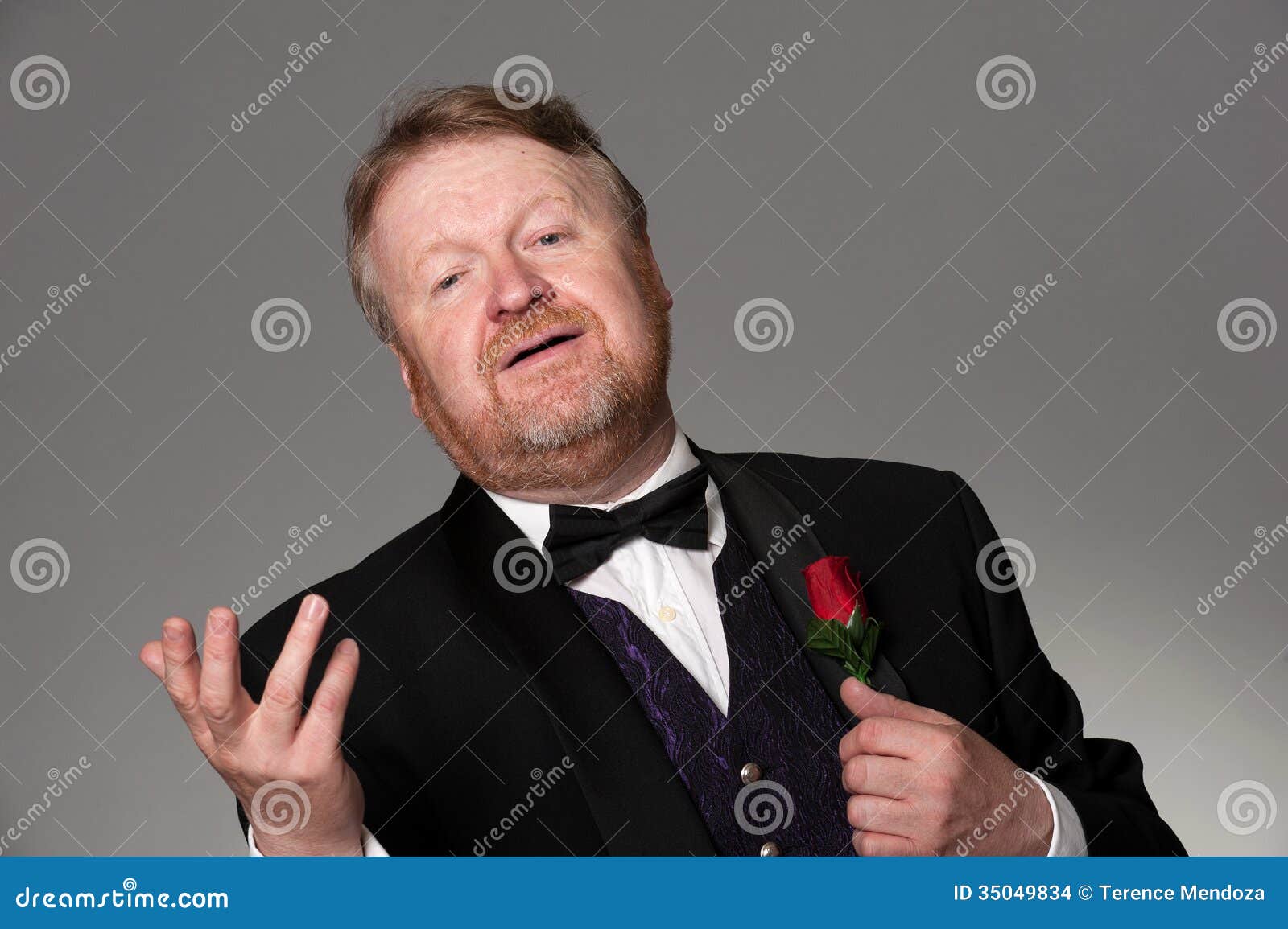 middle aged opera singer performing