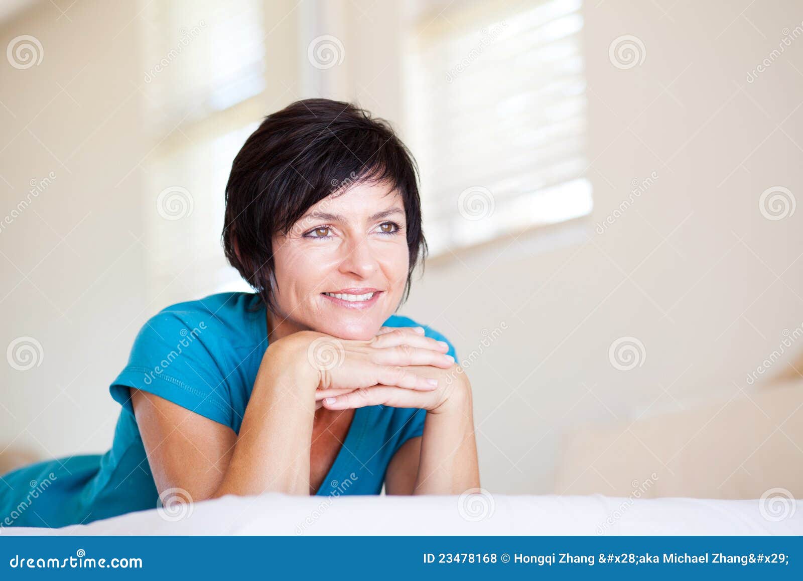 Middle Aged Woman Daydreaming Stock Photo - Image of lying, face: 23478168