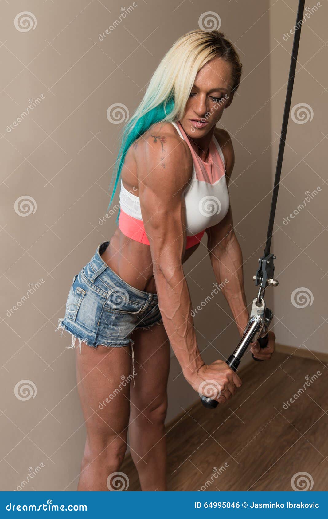 Middle Aged Woman Doing Exercise for Triceps Stock Photo - Image of girl,  building: 64995046