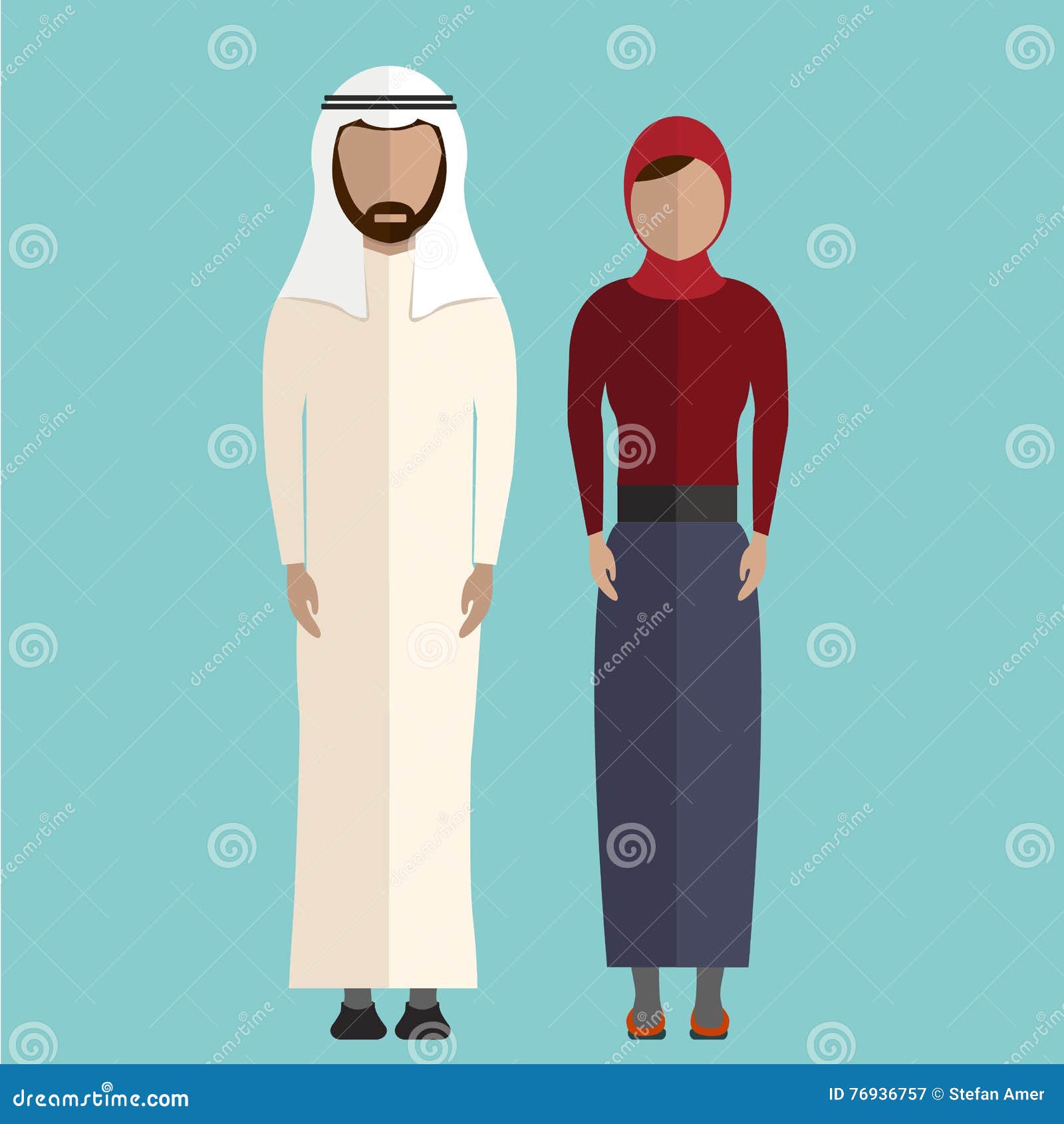 Middle Eastern, Arab Couple People Icons Stock Vector Illustration of