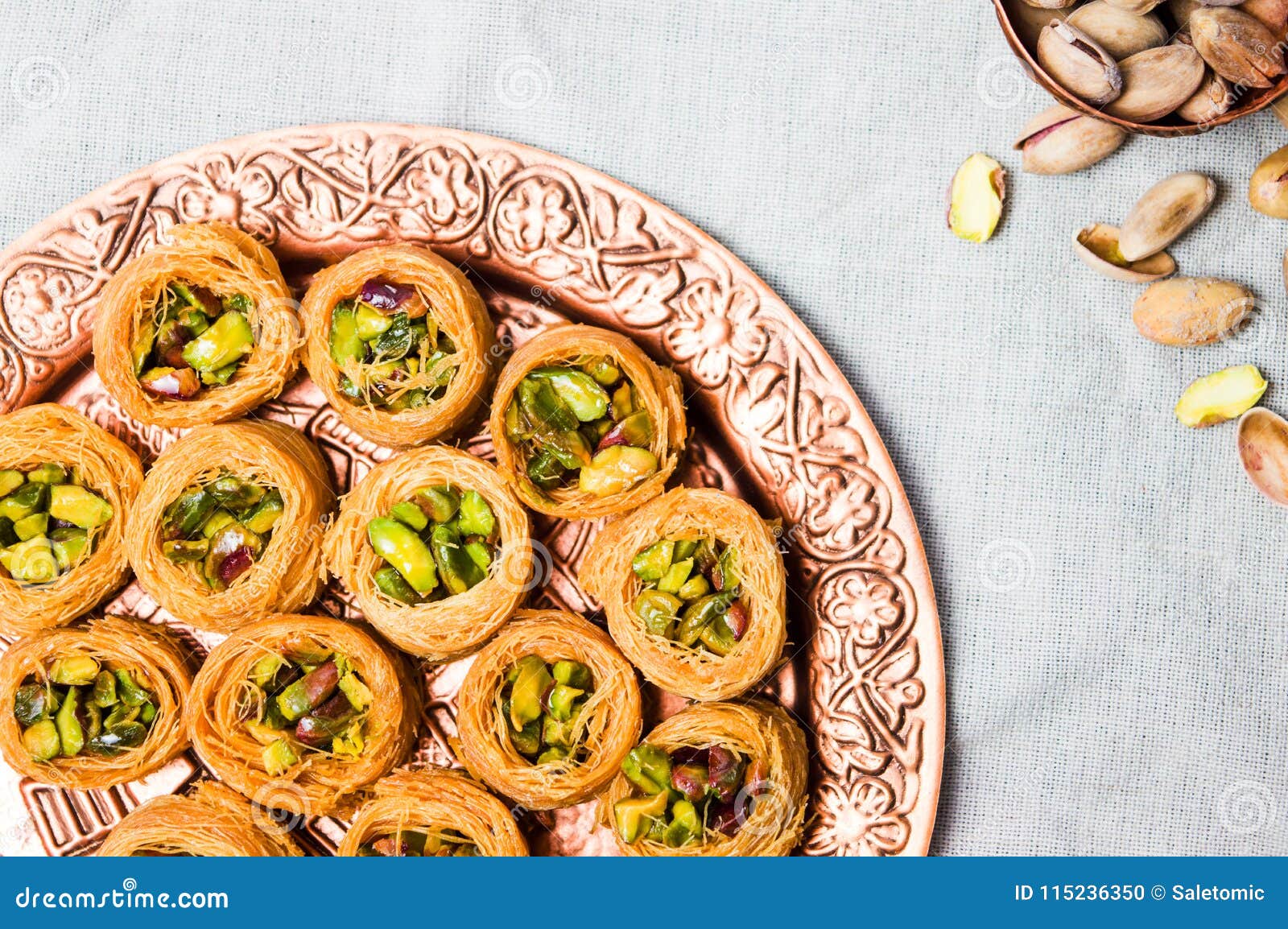 Middle Eastern Dessert with Pistachio on a Plate Stock Photo Image of