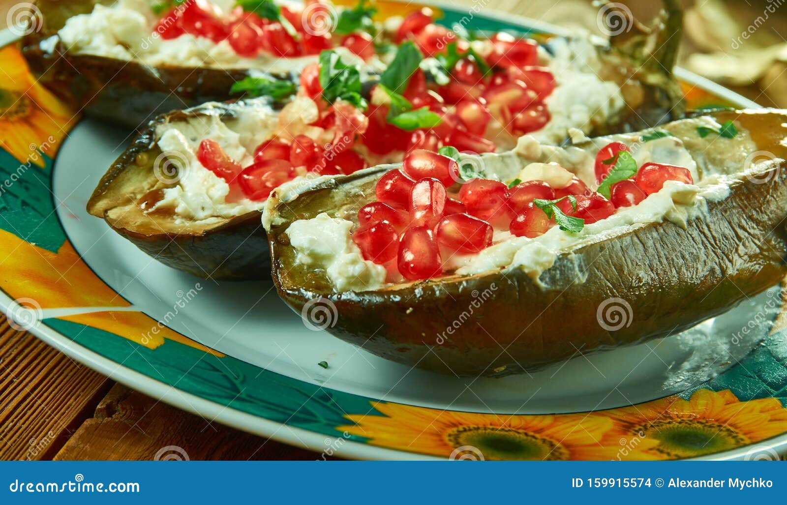 Middle Eastern Stuffed Eggplant Stock Photo Image of cheese, baked 159915574