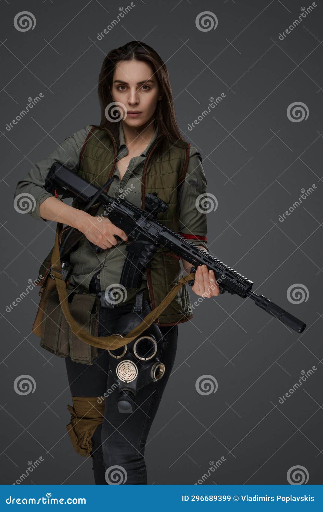 middle eastern survivalist woman with rifle