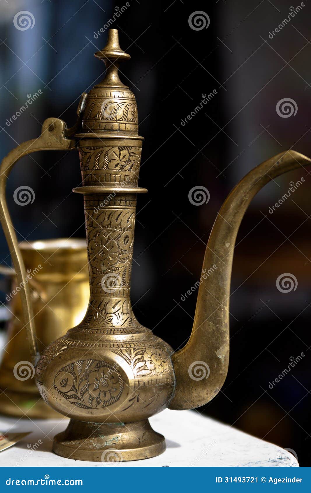 Antique brass teapot stock image. Image of traditional - 84177025