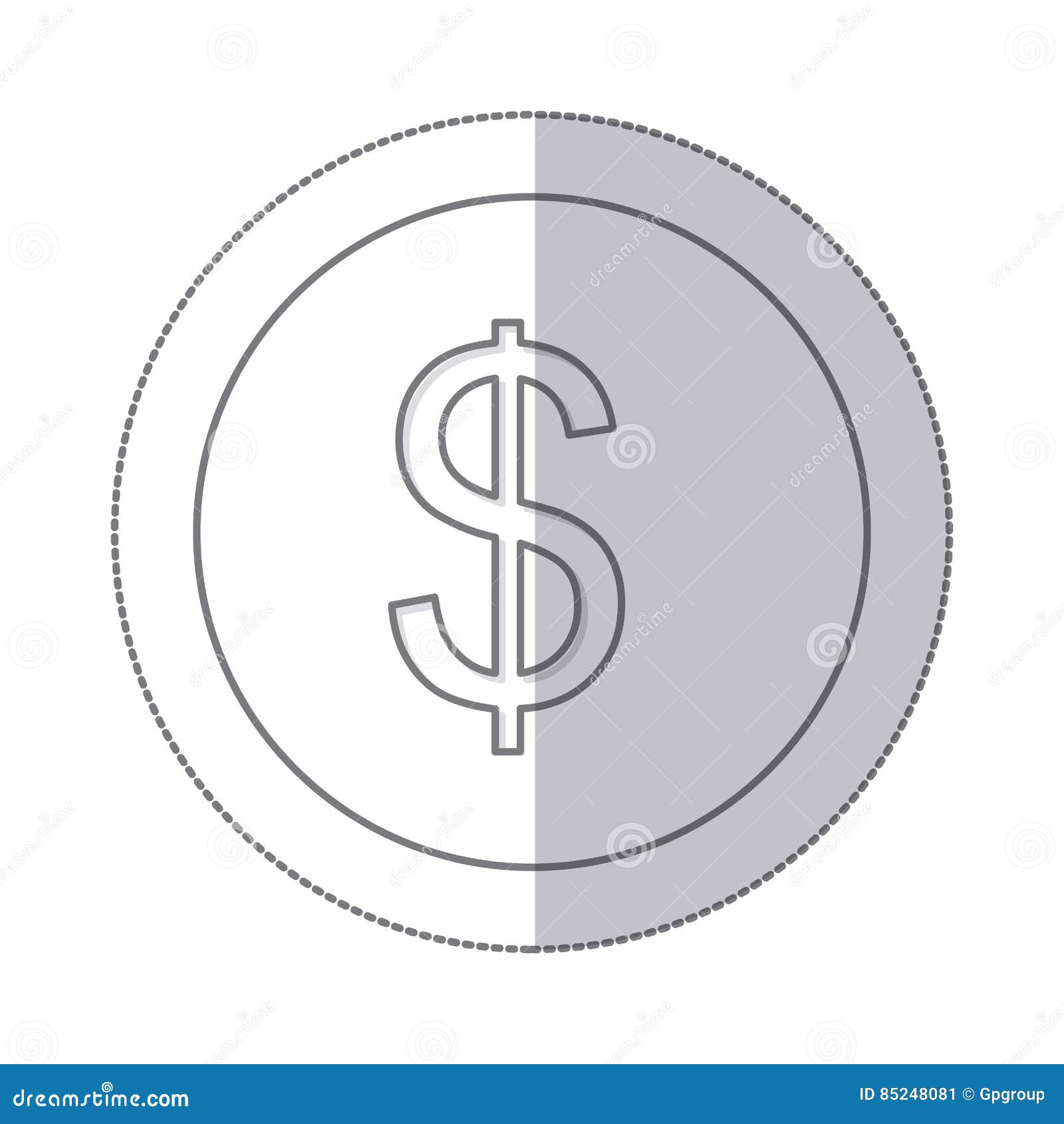 middle shadow monochrome circle with currency  of dollar