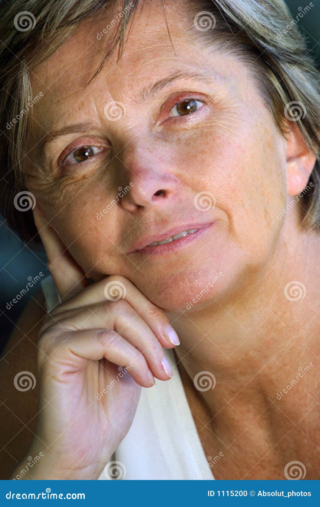 middleaged woman looking ahead