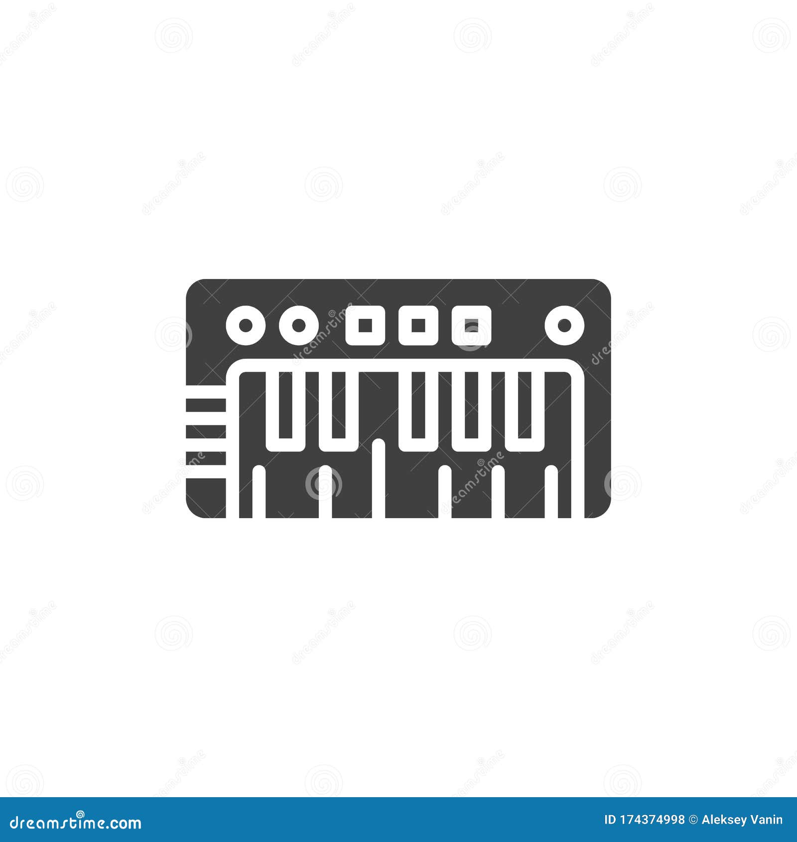 Midi keyboard vector icon stock vector. Illustration of sign - 174374998