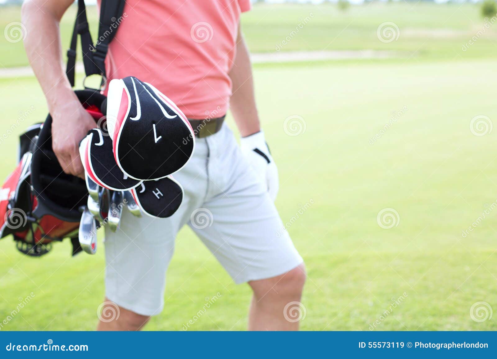 Midsection of Man Carrying Golf Club Bag at Course Stock Image Image of clothing, sports 55573119