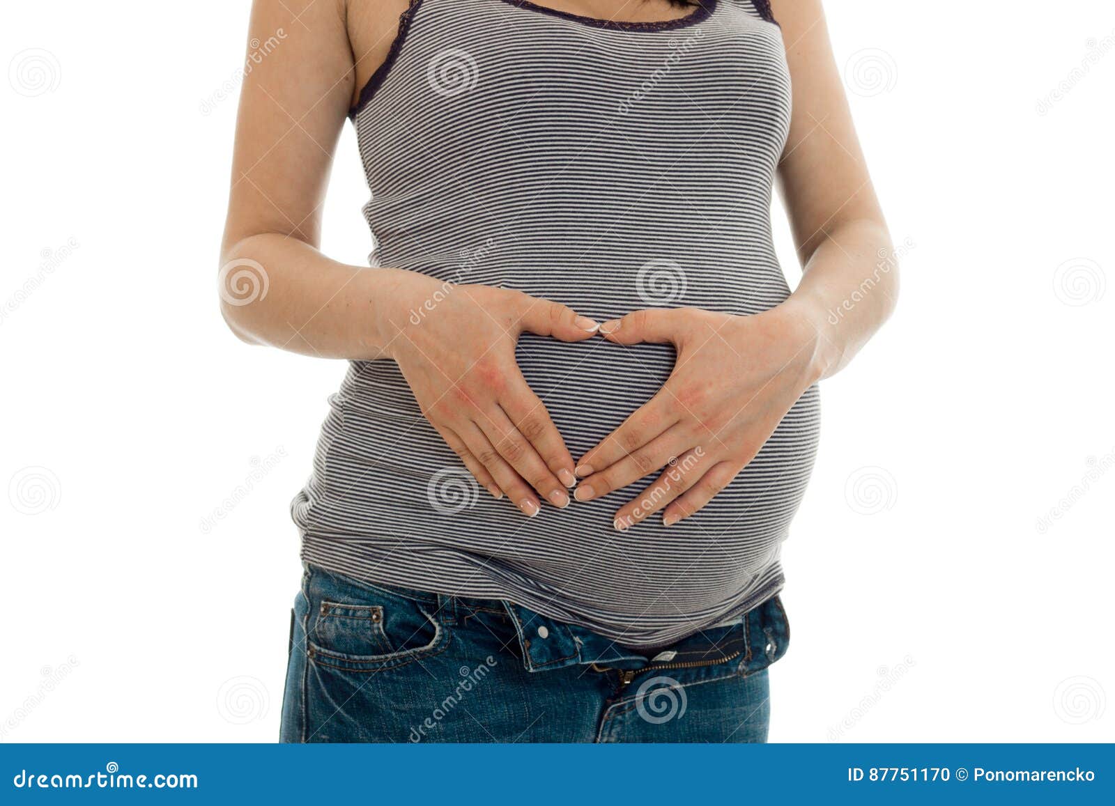 The Midsection Of A Young Pregnant Woman Close-up Stock 