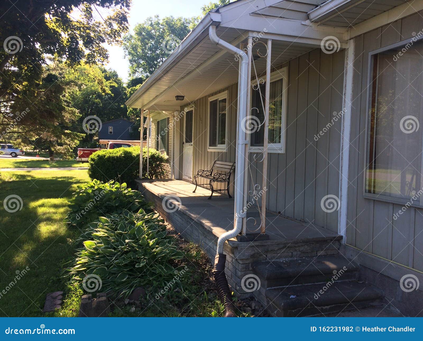 Midwest Tan House in the Summertime Stock Photo Image of summertime