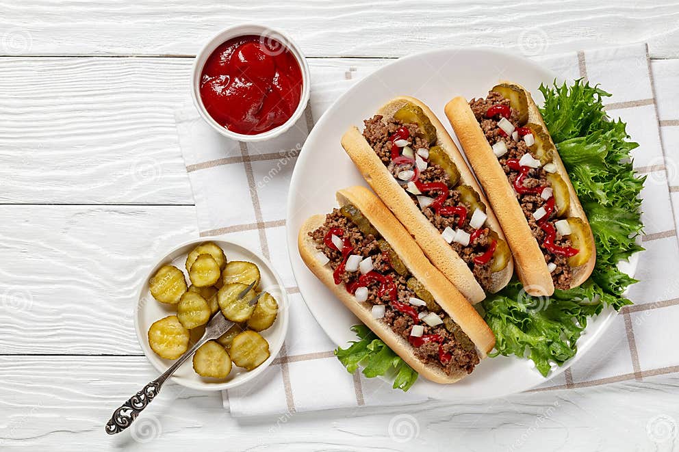 Midwestern Loose Meat Sandwiches on a White Plate Stock Photo Image of closeup, american