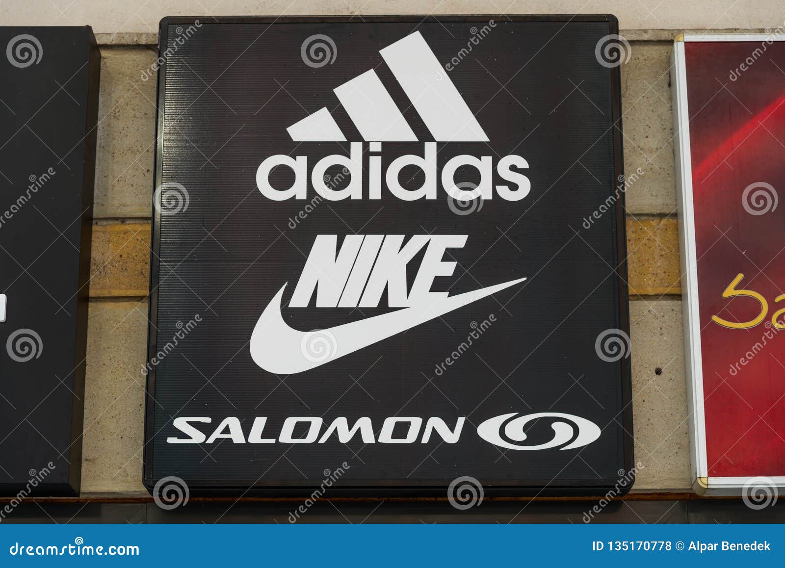 Serviceable taxi Shine Adidas, Nike and Salomon Logos on the Street. Editorial Stock Photo - Image  of accessories, corporation: 135170778
