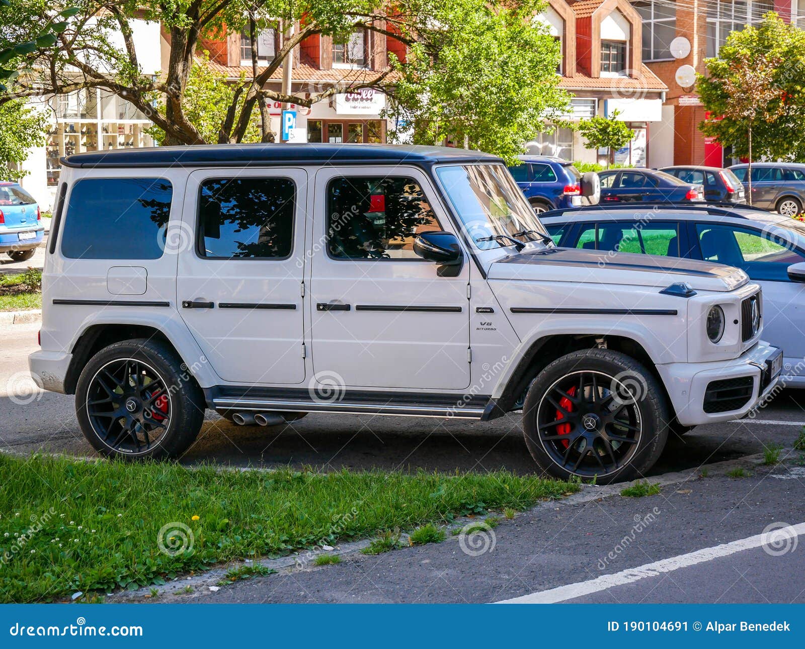 Side View Of A Parking White Mercedes Benz G 63 In The City Editorial Photo Image Of Mercedes Motor