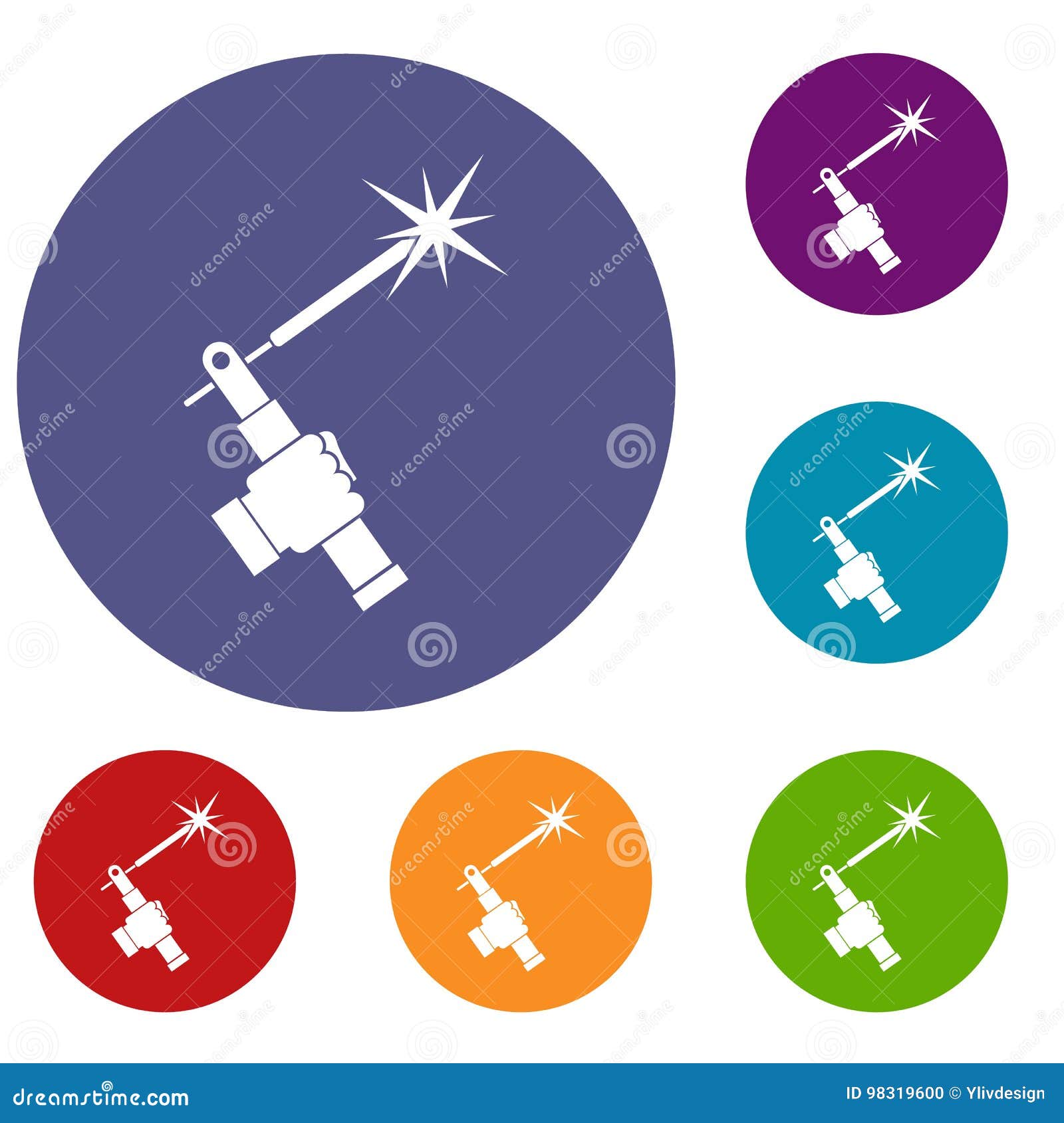 Mig Welding Torch in Hand Icons Set Stock Vector - Illustration of