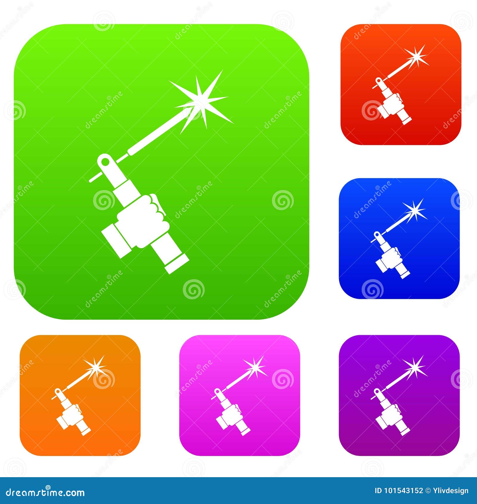 Mig Welding Torch in Hand Set Color Collection Stock Vector
