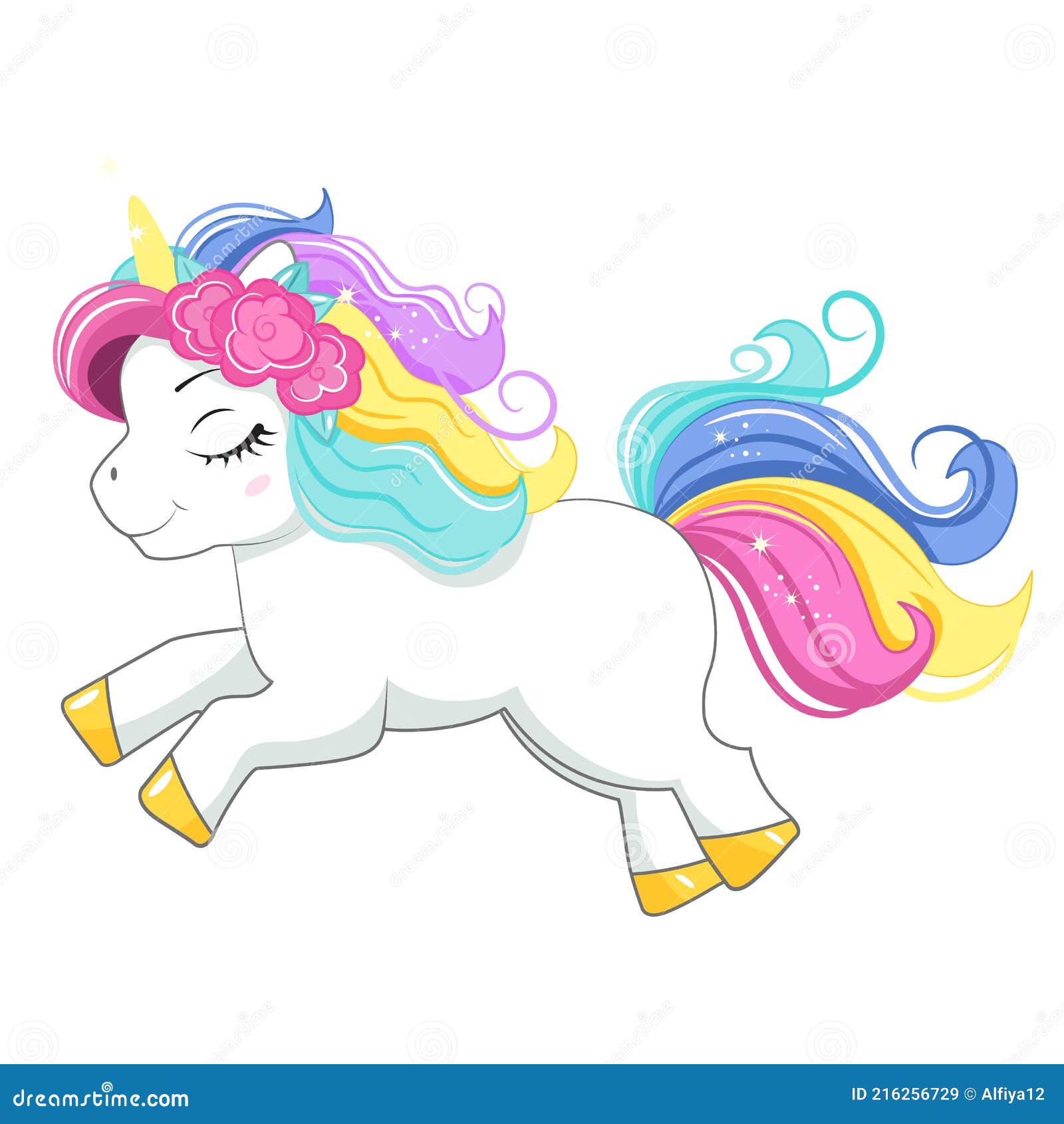 Licorne Dessin Couleur Arc En Ciel Mignon Dessin Animé Magique Licorne Avec Des Couleurs Arc-en-ciel Illustration Stock - Illustration du animal, enfant: 216256729