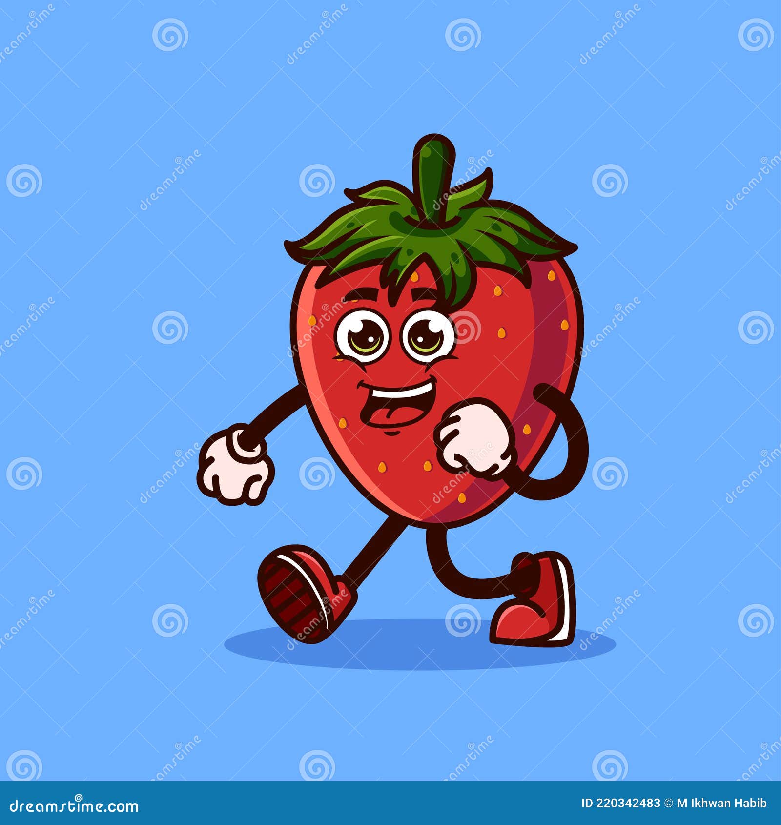 Heureux Vecteur D'illustration Visage Fraise Sur Fond Blanc PNG