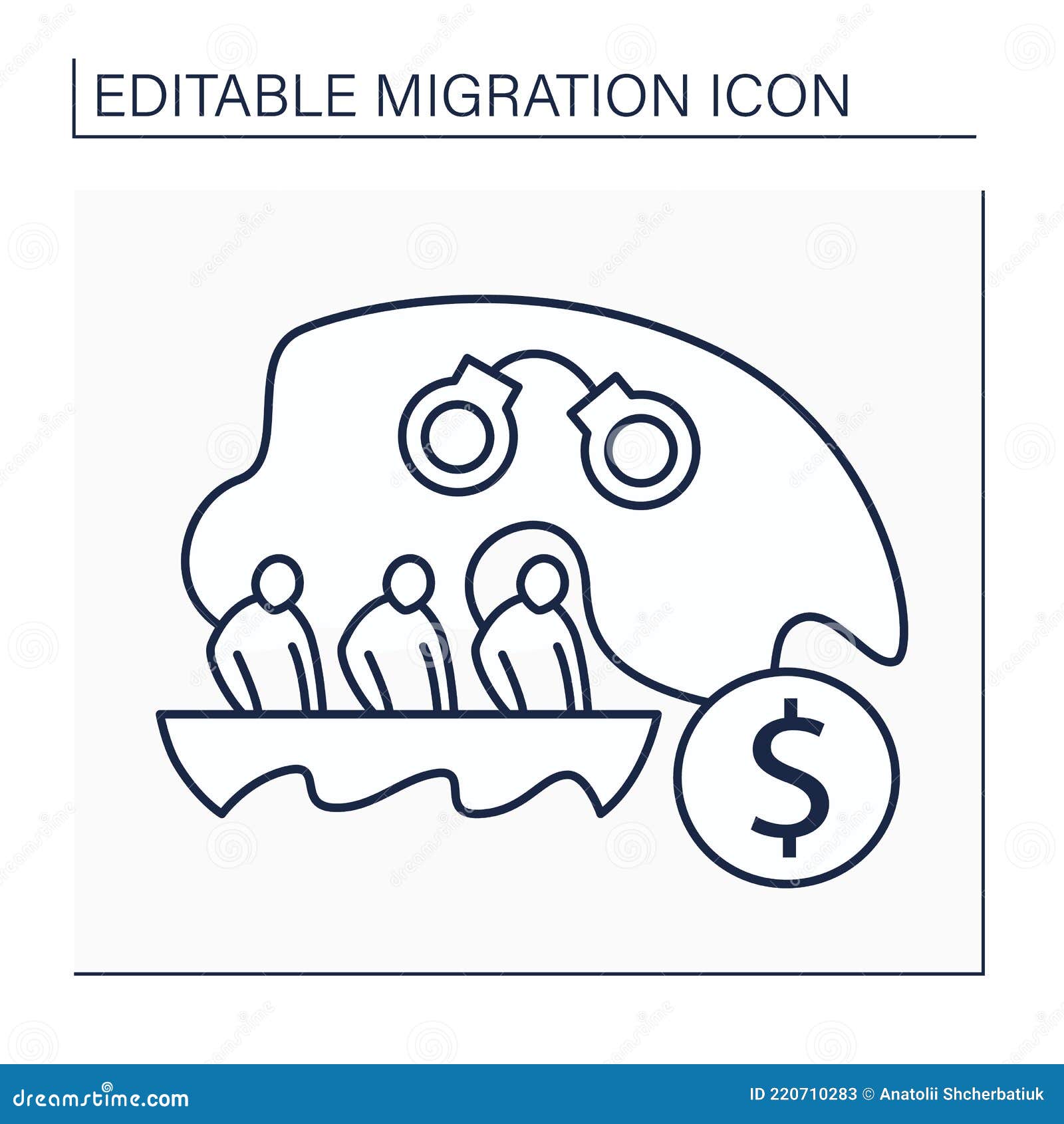 migrants smuggling line icon