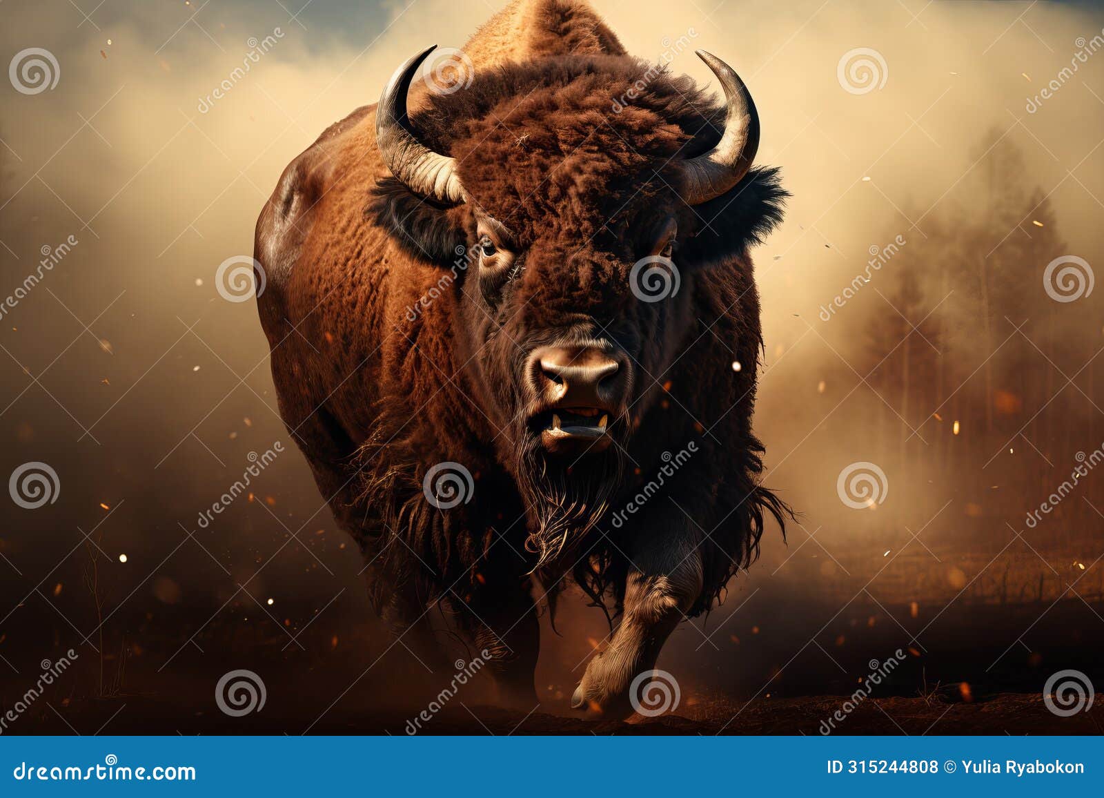 migratory american bison summer. generate ai