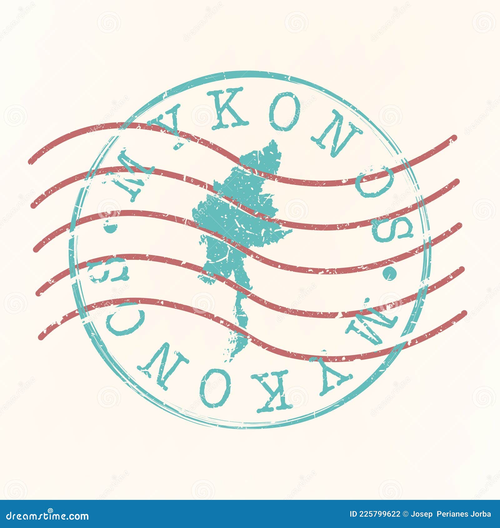 mikonos greece stamp postal. map silhouette seal. passport round .  icon.  retro travel.