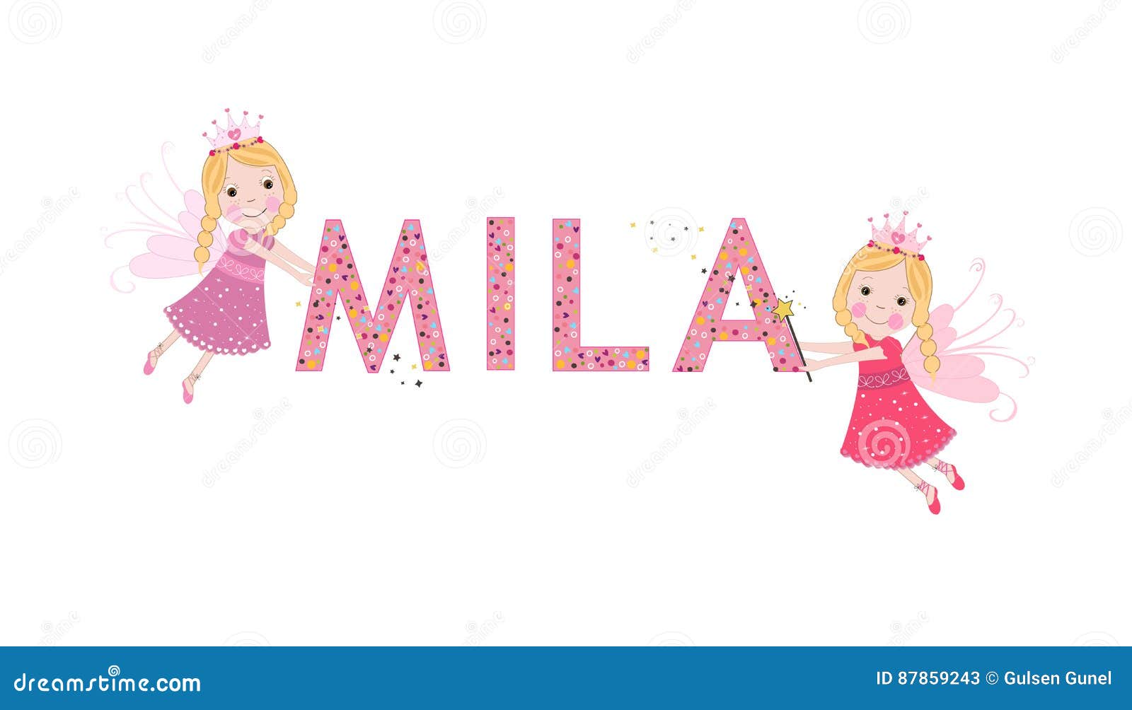 mila female name with cute fairy