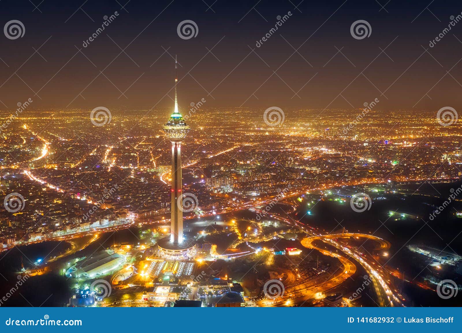 Milad Tower At Night In Tehran Iran Taken In January 2019 Taken In Hdr Editorial Photography