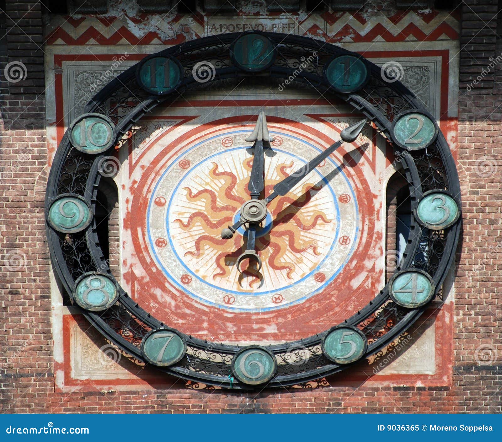 milan - clock at castello sforzesco, sforza castle