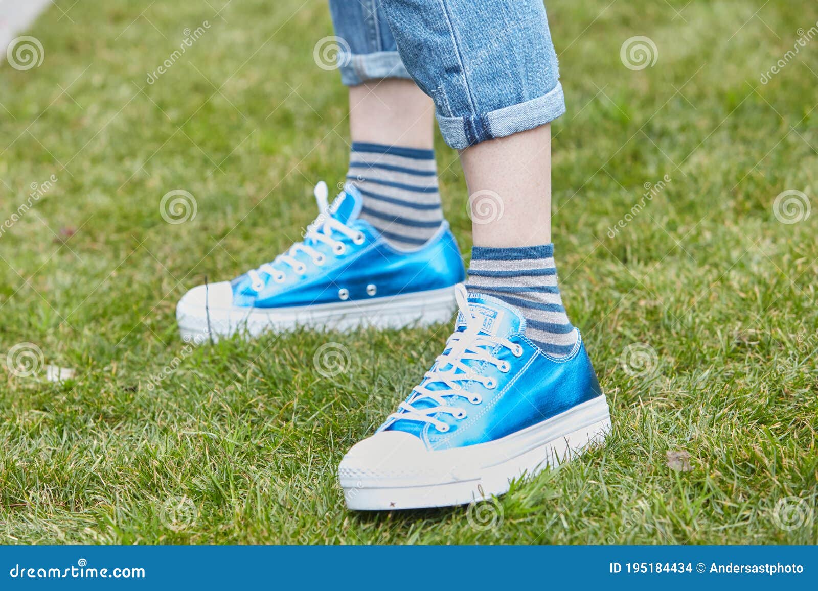 Woman with Converse All Stars Iridescent Blue Shoes before Emporio Armani  Fashion Show, Milan Fashion Week Editorial Stock Image - Image of sneakers,  fashion: 195184434